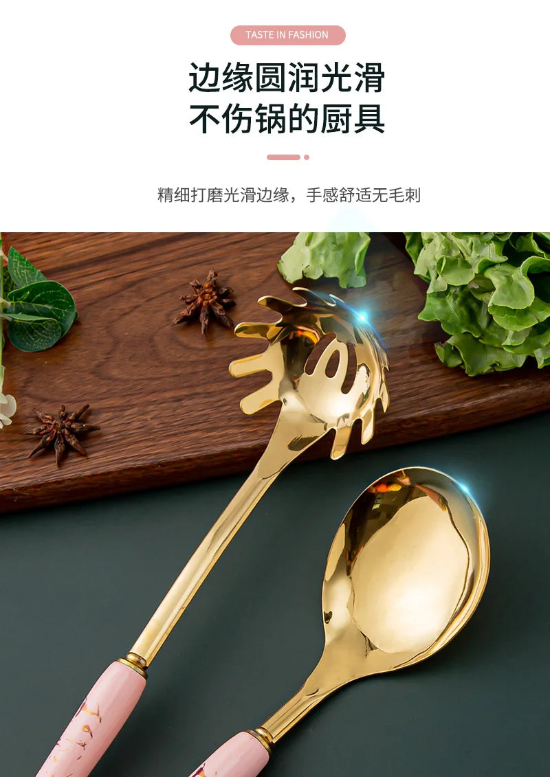 NordicChef 7-Piece Stainless Steel Kitchen Utensil Set – Ceramic Handle Cooking Tools