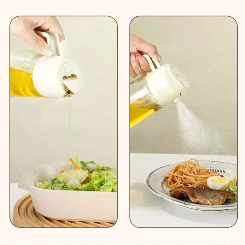 DualFlow 2-in-1 Oil Spray & Pour Bottle – 500ml Olive Oil Dispenser for Air Fryer, BBQ & Healthy Cooking