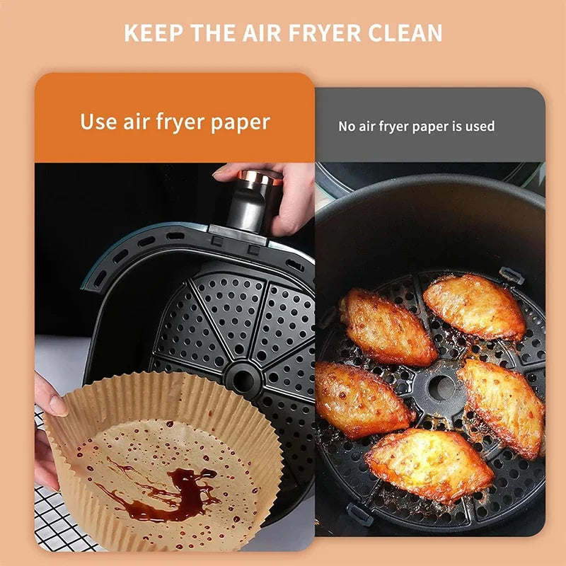 Round Air Fryer Paper Liners – Disposable & Non-Stick