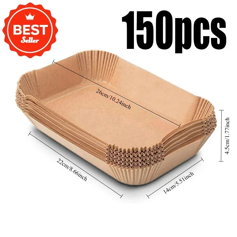 CrispTray – 300PCS Rectangular Air Fryer Liners (22×14CM)