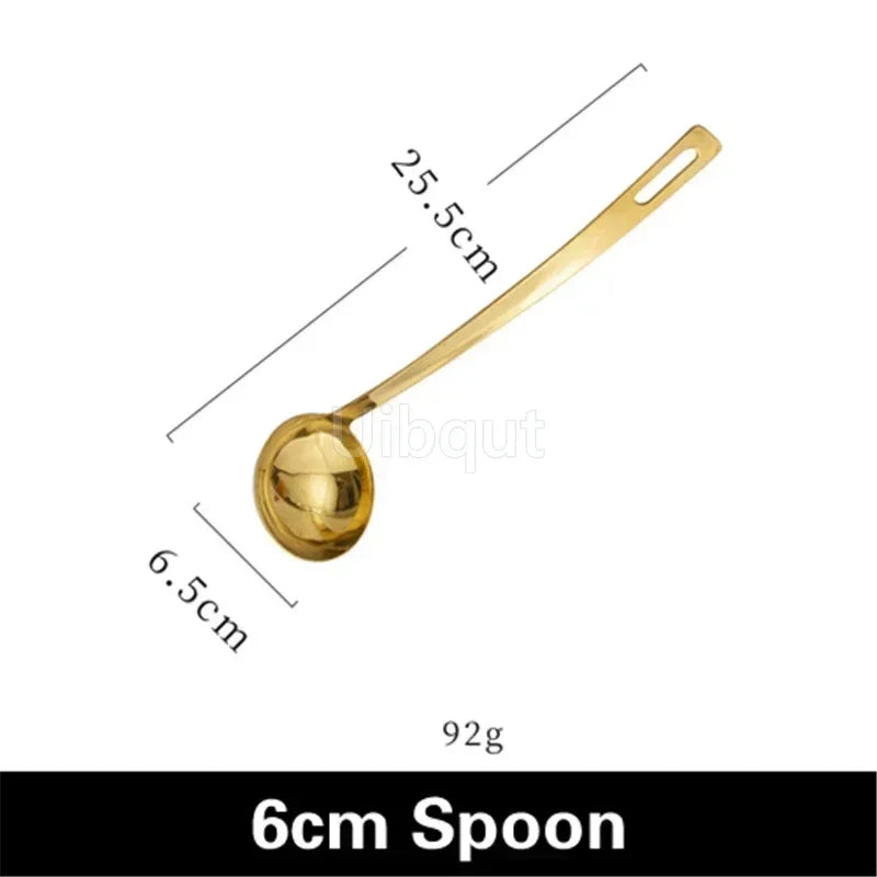 GoldServe Heavy-Duty Stainless Steel Soup Ladle – Golden Plated Restaurant & Home Spoon