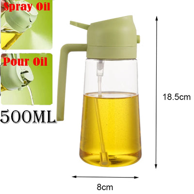 DualFlow 2-in-1 Oil Spray & Pour Bottle – 500ml Olive Oil Dispenser for Air Fryer, BBQ & Healthy Cooking