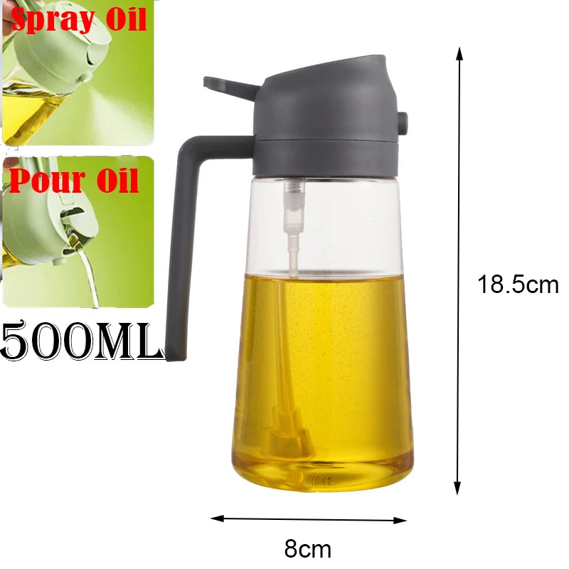 DualFlow 2-in-1 Oil Spray & Pour Bottle – 500ml Olive Oil Dispenser for Air Fryer, BBQ & Healthy Cooking
