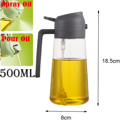 DualFlow 2-in-1 Oil Spray & Pour Bottle – 500ml Olive Oil Dispenser for Air Fryer, BBQ & Healthy Cooking