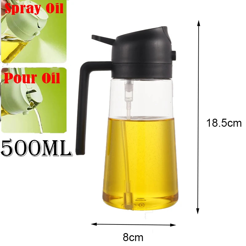 DualFlow 2-in-1 Oil Spray & Pour Bottle – 500ml Olive Oil Dispenser for Air Fryer, BBQ & Healthy Cooking