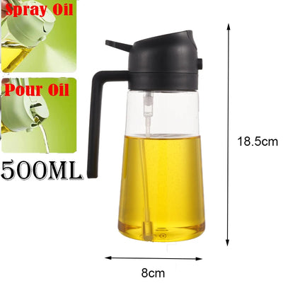 DualFlow 2-in-1 Oil Spray & Pour Bottle – 500ml Olive Oil Dispenser for Air Fryer, BBQ & Healthy Cooking