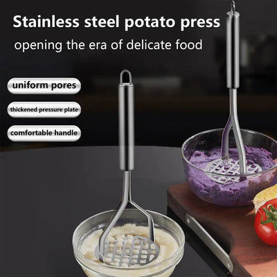 MashMate Stainless Steel Potato Masher – Ergonomic Press for Smooth Mashing & Versatile Kitchen Use