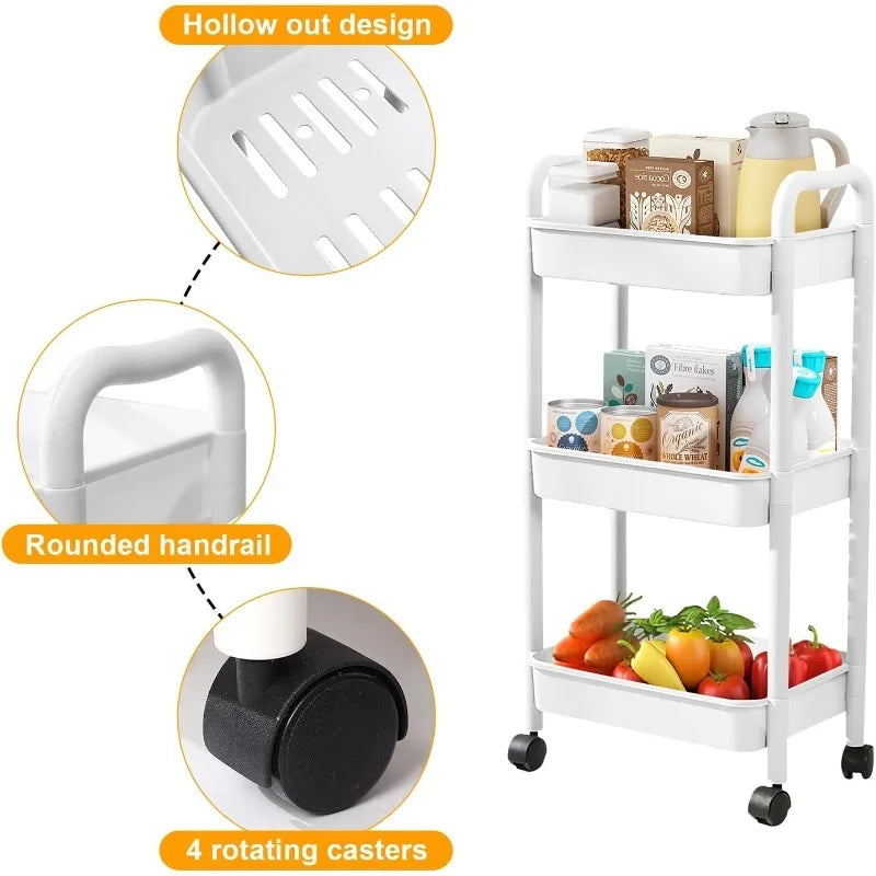 FlexCart™ 3/4-Tier Rolling Storage Organizer – Compact Utility Cart with Wheels for Bathroom, Laundry Room