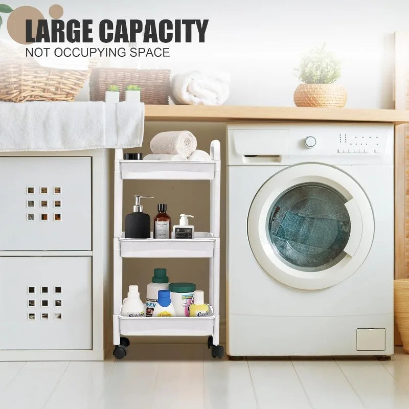 FlexCart™ 3/4-Tier Rolling Storage Organizer – Compact Utility Cart with Wheels for Bathroom, Laundry Room