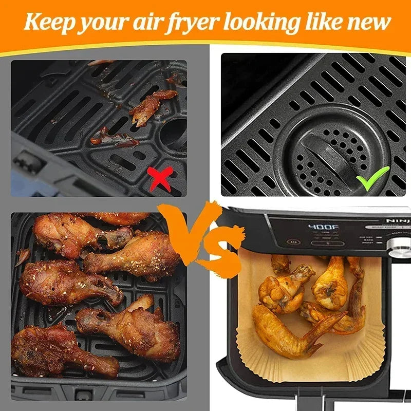 CrispTray – 300PCS Rectangular Air Fryer Liners (22×14CM)