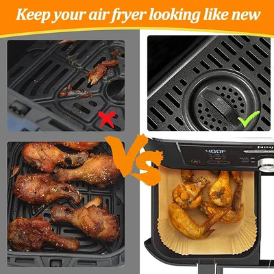 CrispTray – 300PCS Rectangular Air Fryer Liners (22×14CM)