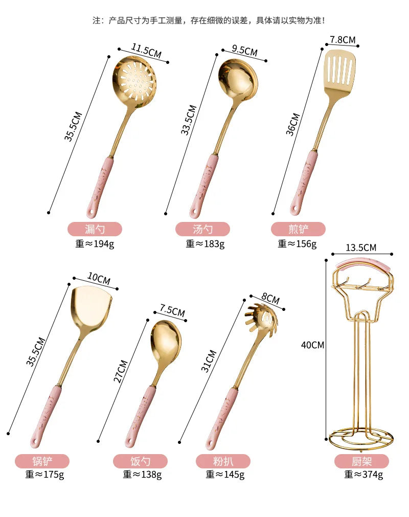 NordicChef 7-Piece Stainless Steel Kitchen Utensil Set – Ceramic Handle Cooking Tools