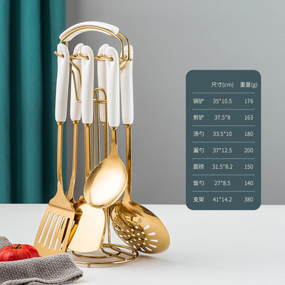 NordicChef 7-Piece Stainless Steel Kitchen Utensil Set – Ceramic Handle Cooking Tools