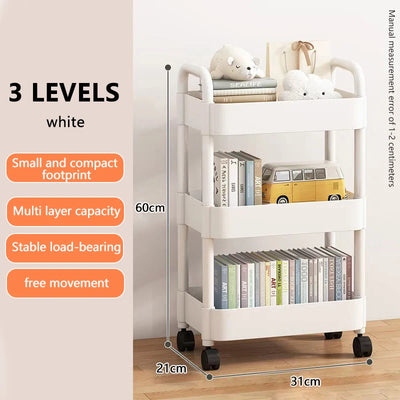 FlexCart™ 3/4-Tier Rolling Storage Organizer – Compact Utility Cart with Wheels for Bathroom, Laundry Room