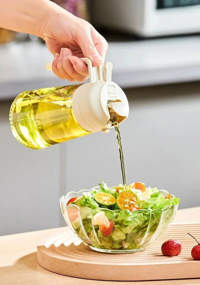 DualFlow 2-in-1 Oil Spray & Pour Bottle – 500ml Olive Oil Dispenser for Air Fryer, BBQ & Healthy Cooking