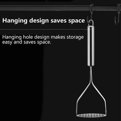 MashMate Stainless Steel Potato Masher – Ergonomic Press for Smooth Mashing & Versatile Kitchen Use