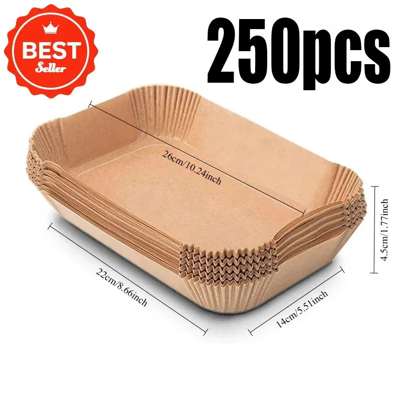 CrispTray – 300PCS Rectangular Air Fryer Liners (22×14CM)