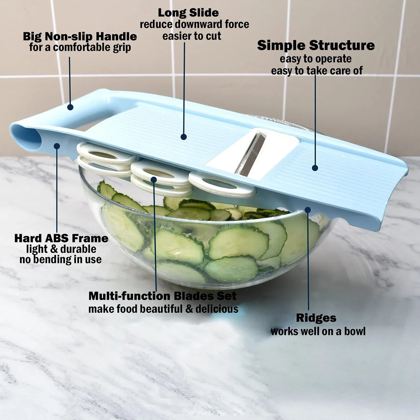 SliceCraft  5-in-1 Mandoline Vegetable Slicer – Multi-Blade Cutter for Chips, Salads & Meal Prep