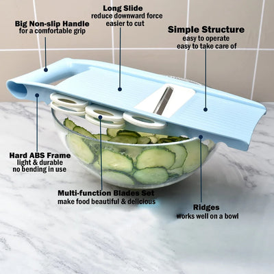 SliceCraft  5-in-1 Mandoline Vegetable Slicer – Multi-Blade Cutter for Chips, Salads & Meal Prep