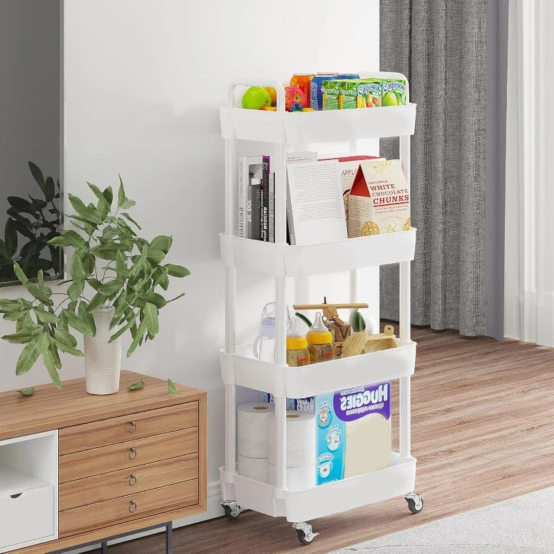 FlexCart™ 3/4-Tier Rolling Storage Organizer – Compact Utility Cart with Wheels for Bathroom, Laundry Room