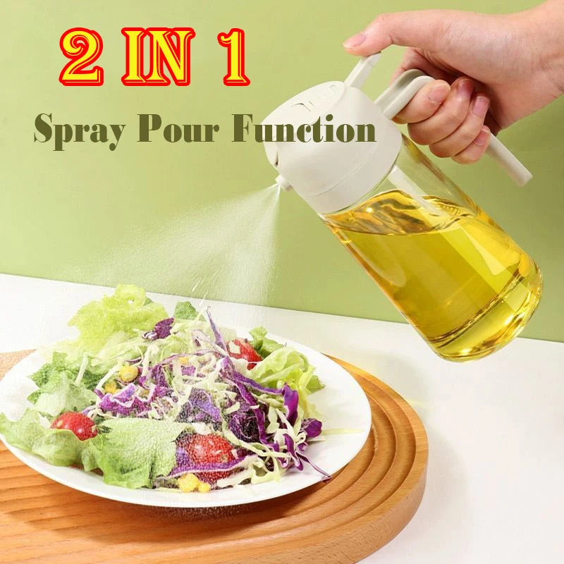 DualFlow 2-in-1 Oil Spray & Pour Bottle – 500ml Olive Oil Dispenser for Air Fryer, BBQ & Healthy Cooking