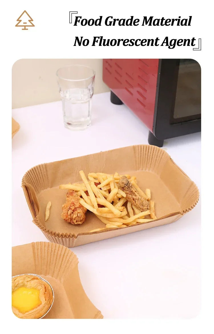 CrispTray – 300PCS Rectangular Air Fryer Liners (22×14CM)
