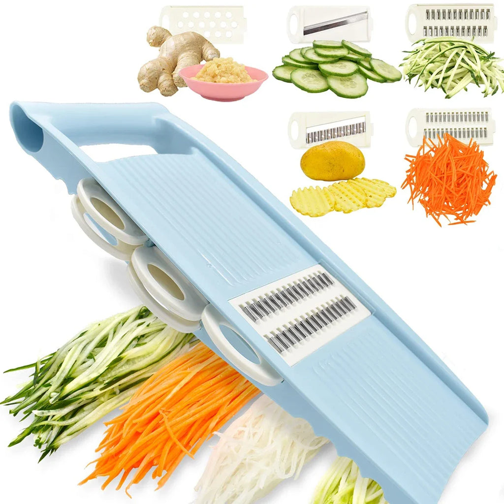 SliceCraft  5-in-1 Mandoline Vegetable Slicer – Multi-Blade Cutter for Chips, Salads & Meal Prep