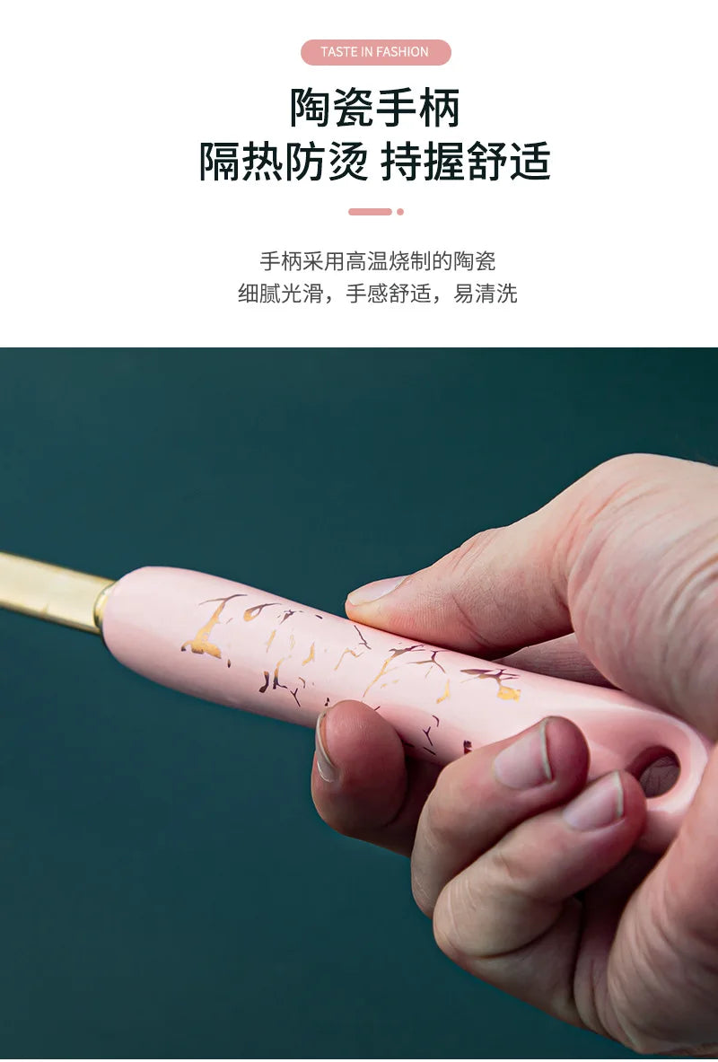 NordicChef 7-Piece Stainless Steel Kitchen Utensil Set – Ceramic Handle Cooking Tools