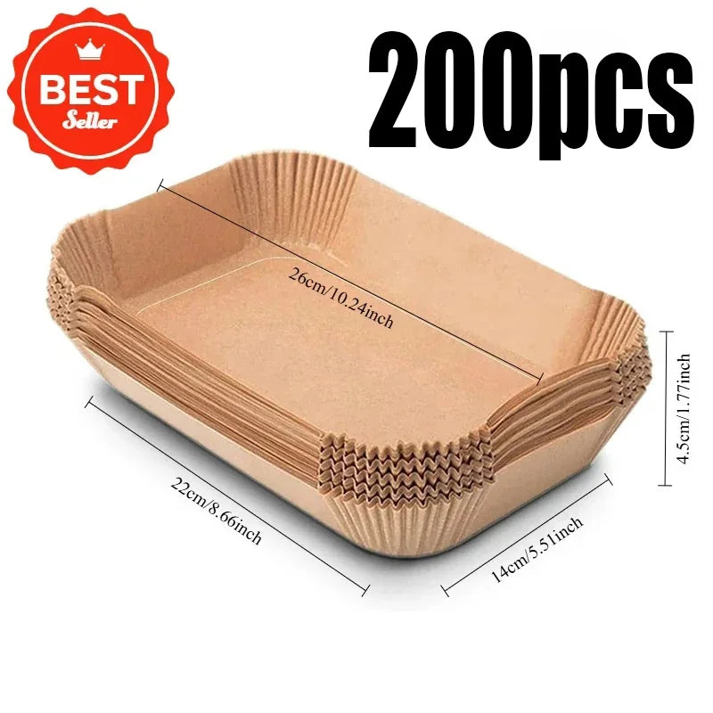 CrispTray – 300PCS Rectangular Air Fryer Liners (22×14CM)