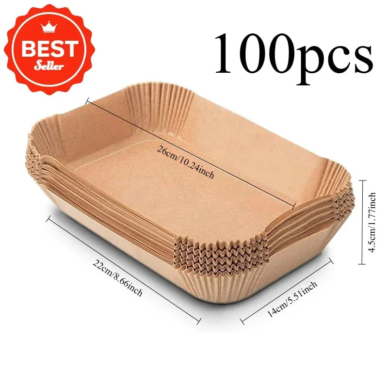 CrispTray – 300PCS Rectangular Air Fryer Liners (22×14CM)
