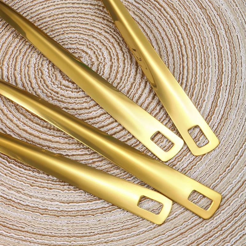 GoldenGlow Korean-Style Stainless Steel Spoon Set – 2/6pcs Elegant Kitchenware