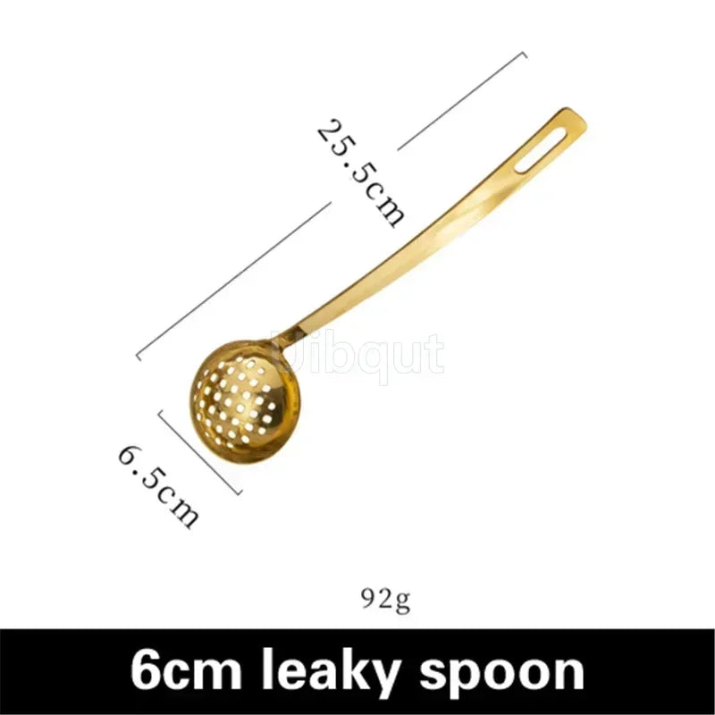 GoldServe Heavy-Duty Stainless Steel Soup Ladle – Golden Plated Restaurant & Home Spoon