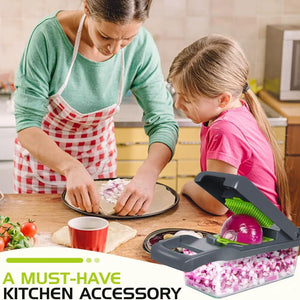 Vegetable Cutter Multifunctional Kitchen Tool, 5-in-1 Food Chopper for Tomato Carrot Cheese Onion, Handheld Slicer Dicer Grater - Comfeasy